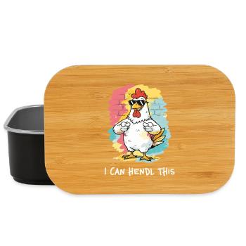I Can Hendl This – Funny Pun Chickens Rooster - Lunch Box - black - Front