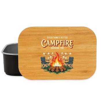 Lagerfeuer, Marshmallow, alles besser, Camping - Lunch Box - Schwarz - Vorne