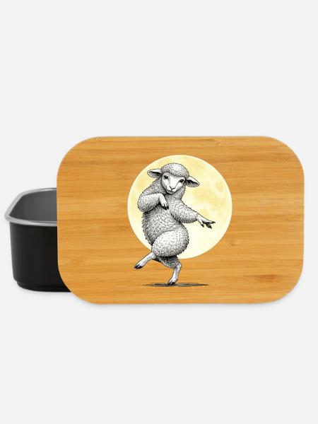 Moon Dancing Sheep Illustration - Lunch Box - black