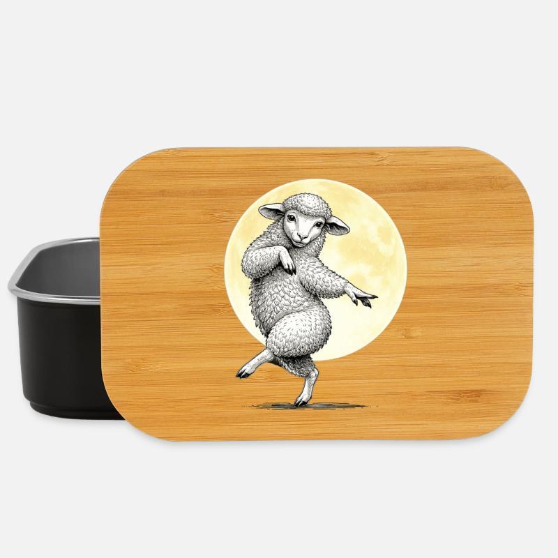 Moon Dancing Sheep Illustration - Lunch Box - black
