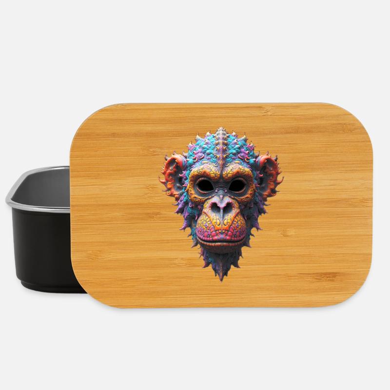 Ornate Chimp Mask - Lunch Box - black