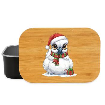 Poulet de soie drôle - Chapeau de Père Noël et... - Boîte à goûter - noir - Devant