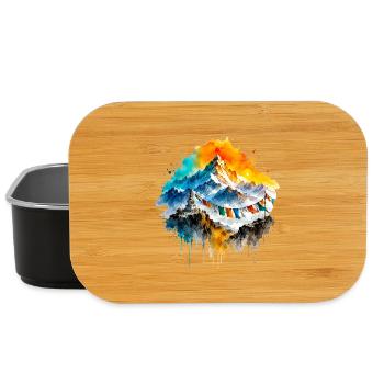 Montagnes aquarellées de l’Himalaya et drapeaux de prière - Boîte à goûter - noir - Devant