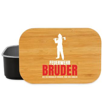 Feuerwehr Bruder wie normaler Bruder nur cooler - Lunch Box - Schwarz - Vorne