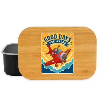 Good Days Are Coming – Retro Airplane - Lunch Box - black - Front