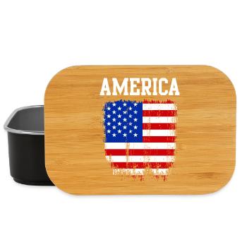 Distressed American Flag Graphic - Lunch Box - black - Front