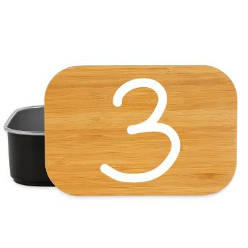 3 Numéro trois blanc Anniversaire - Boîte à goûter - noir - Devant