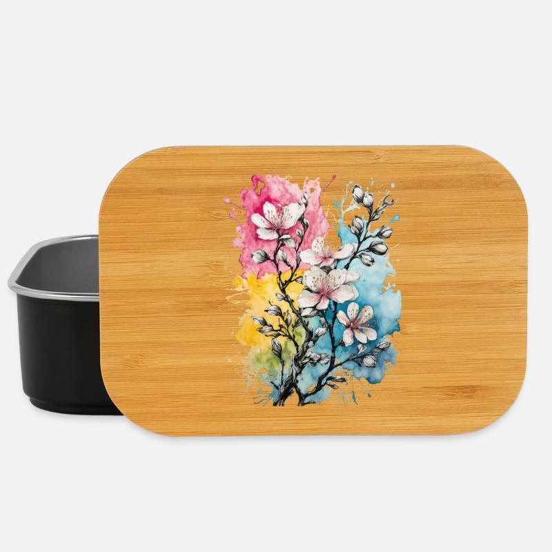 Almond Blossom Magic in Pastel Watercolor - Lunch Box - black