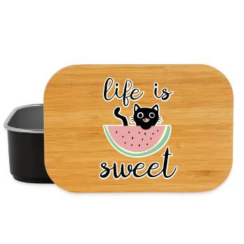 La vie est douce chat avec pastèque - Boîte à goûter - noir - Devant