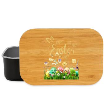 Goldenes Osterfest - Blumen und Eier - Lunch Box - Schwarz - Vorne