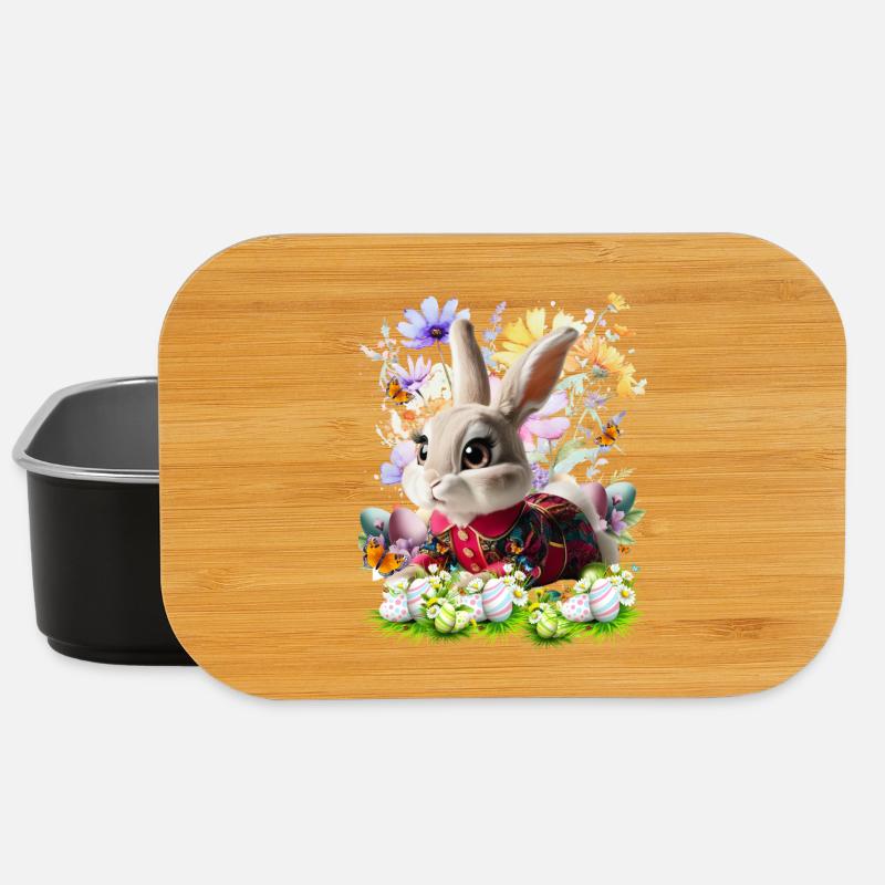 Osterhase im Blumenfeld - Lunch Box - Schwarz