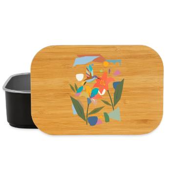 Colorful Hummingbird with Blossom – Colorful Nature Motif - Lunch Box - black - Front