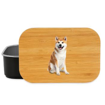 Cute Akita Inu – Loyal Soul, Fluffy Dog - Lunch Box - black - Front
