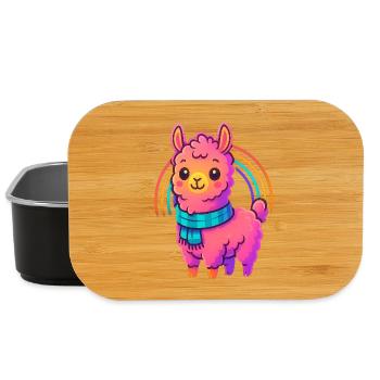 Süßes Kleines Lama Design | Comic Neon Tiermotiv - Lunch Box - Schwarz - Vorne