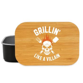 Grilling Skull Inferno T-Shirt Design - Lunch Box - black - Front