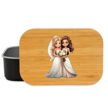 Les mariés lesbiens pendant le mariage - Boîte à goûter - noir - Devant