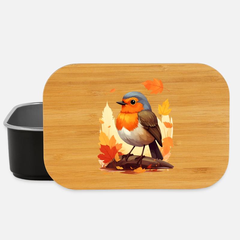 Rotkehlchen im Herbst - Lunch Box - Schwarz