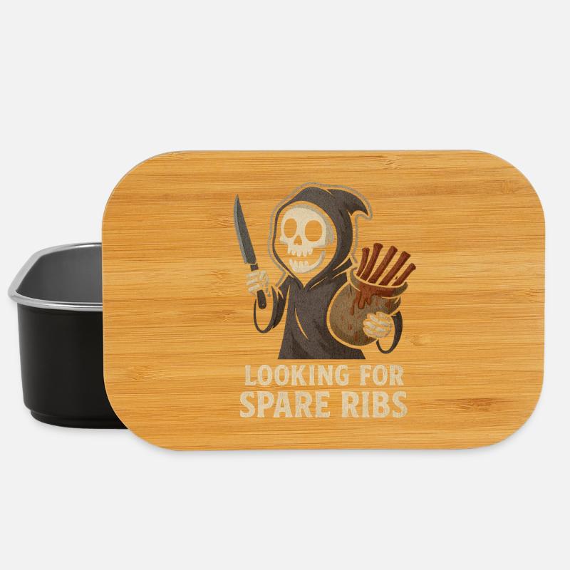 Halloween Skeleton looking for Spare Ribs Shirt Fun - Lunch Box - black