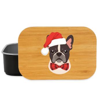 Bouledogue français avec chapeau de Père Noël minimaliste - Boîte à goûter - noir - Devant