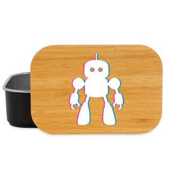 Roboter 3D-Effekt – Zukunft trifft KI Design - Lunch Box - Schwarz - Vorne