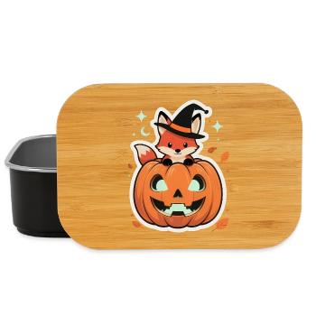 Süßer Halloween Fuchs im Kürbis mit Hexenhut - Lunch Box - Schwarz - Vorne