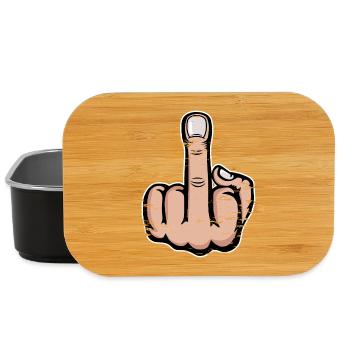 Middle finger stinky finger design used look - Lunch Box - black - Front
