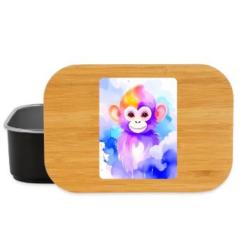 Little Monkey (Portrait) (Purple Watercolor) - Lunch Box - black - Front