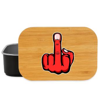 Middle Finger Stinky Finger Design Red - Lunch Box - black - Front