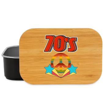 Retro 70er Frieden Regenbogen - Lunch Box - Schwarz - Vorne
