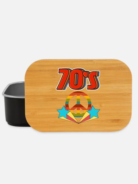 Retro 70er Frieden Regenbogen - Lunch Box - Schwarz