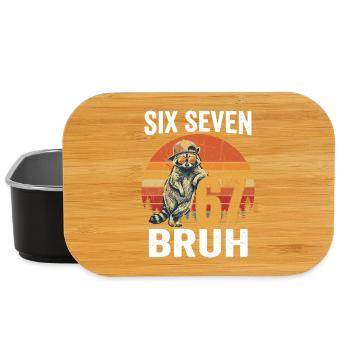 Six Seven 67 Waschbär Sonnenbrille Bruh Meme - Lunch Box - Schwarz - Vorne
