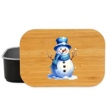 Snowman in winter with blue hat - Lunch Box - black - Front