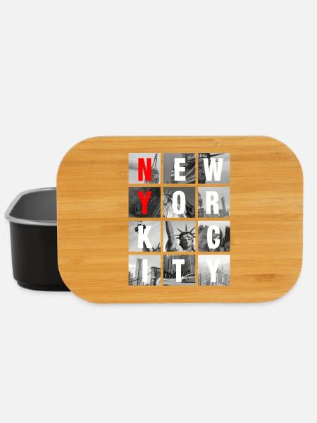 New York City Collage Grid - Lunch Box - black