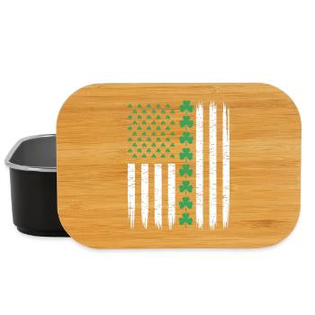 US American Flag with Shamrocks for St Patricks  - Lunch Box - Schwarz - Vorne
