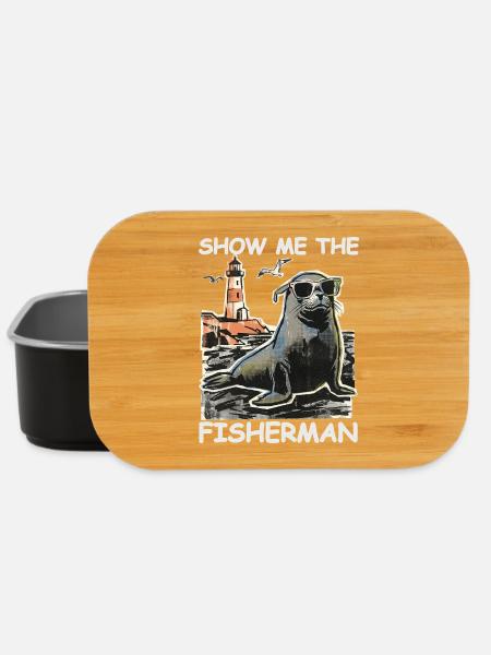 Lustiger Seehund Sucht Fisch - Lunch Box - Schwarz