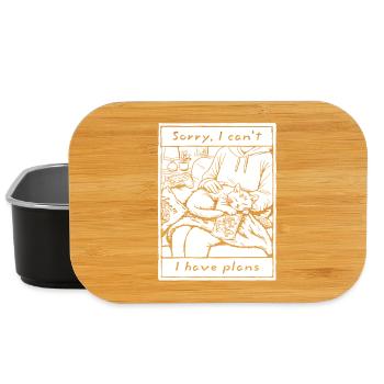Sorry I Can't I Have Plans Funny Cat for Introvert - Lunch Box - black - Front