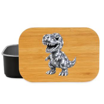 Süßer Dino T-Rex Disco Glitzer 80s 90s - Lunch Box - Schwarz - Vorne