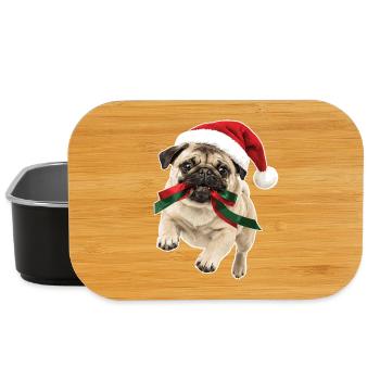 Verspielter Weihnachts Mops - Lunch Box - Schwarz - Vorne