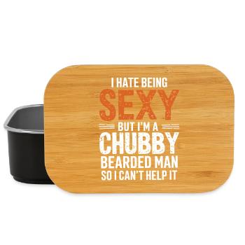 Homme à la barbe potelée qui dit Cadeau de chemise Mari - Boîte à goûter - noir - Devant