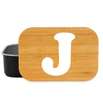 Large J Style Print | Letter J | J Logo - Lunch Box - black - Front