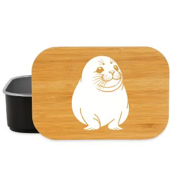 Moppelige Robbe One Line Tiermotiv - Lunch Box - Schwarz - Vorne