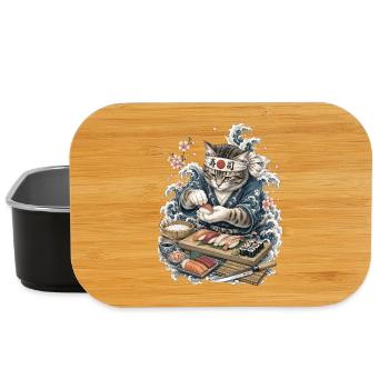 Lustige Katze als Japanischer Sushi Meisterkoch - Lunch Box - Schwarz - Vorne