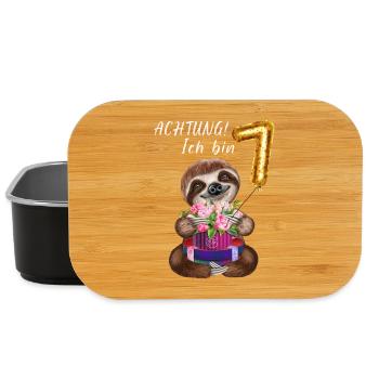 Ich bin sieben Faultier zum 7. Geburtstag - Lunch Box - Schwarz - Vorne