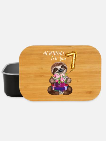 Ich bin sieben Faultier zum 7. Geburtstag - Lunch Box - Schwarz