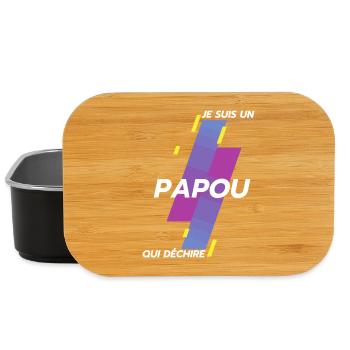 Je suis un Papou qui déchire Cadeau Humour Papy - Boîte à goûter - noir - Devant