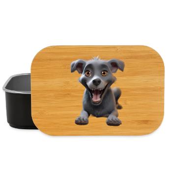 Grinsende Graue Welpe Abenteuer - Lunch Box - Schwarz - Vorne