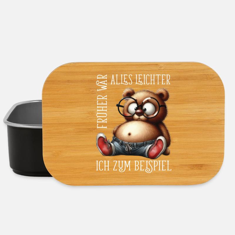dicke Teddybär mit Jeans Sneaker lustige Sprüche - Lunch Box - Schwarz
