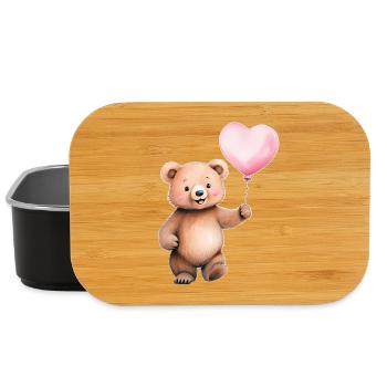 Heart Balloon Teddy - Lunch Box - black - Front