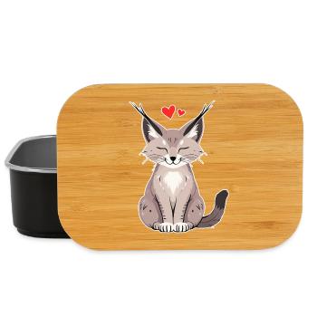 Petit lynx avec cœur – Mignon et sauvage - Boîte à goûter - noir - Devant