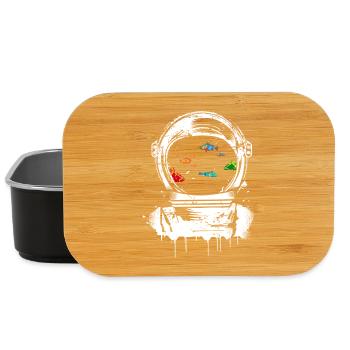 Fische im Astronautenhelm – Fantasie trifft Space - Lunch Box - Schwarz - Vorne
